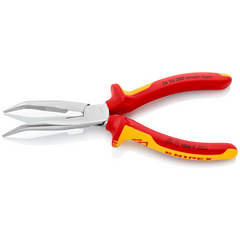 26 26 200 | VDE Snipe Nose Side-Cutting (Stork Beak) Bent Pliers | Multi-Component Handle | Chrome Plated - 200mm