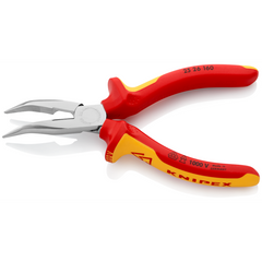 25 26 160 | VDE Snipe Nose Side-Cutting (Radio) Bent Pliers | Multi-Component Handle | Chrome Plated - 160mm