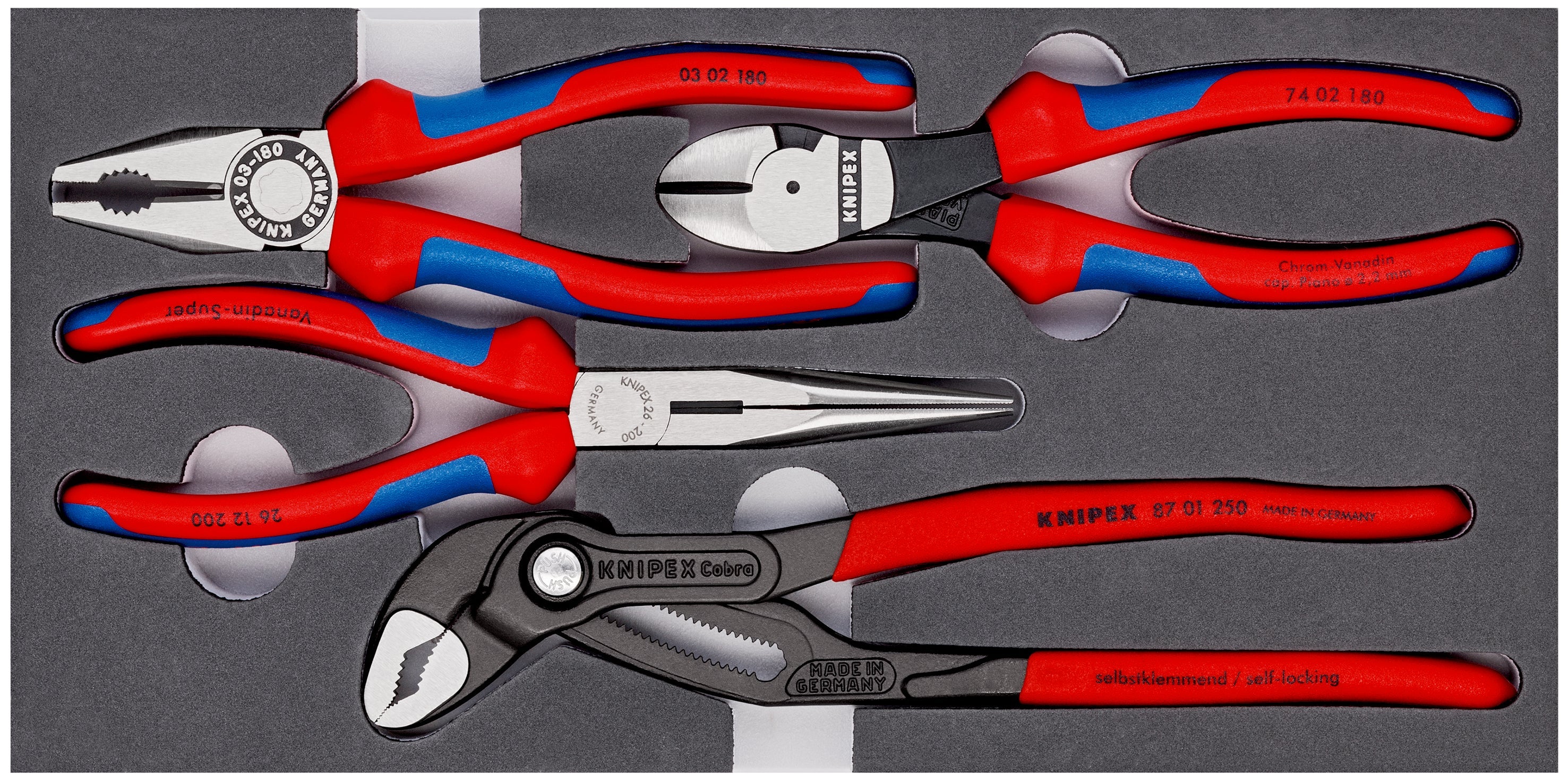 Knipex | 00 20 01 V15 | Plier Set 4pc + Foam Tray