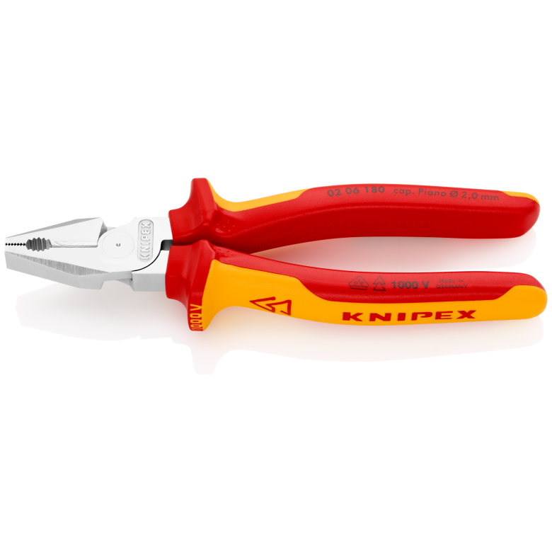 02 06 Series | VDE High-Leverage Combination Pliers | Multi-Component Handle | Chrome - (Various Sizes)