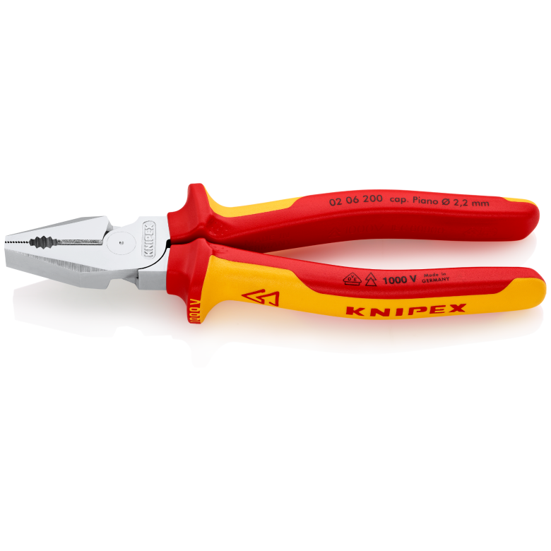 02 06 Series | VDE High-Leverage Combination Pliers | Multi-Component Handle | Chrome - (Various Sizes)