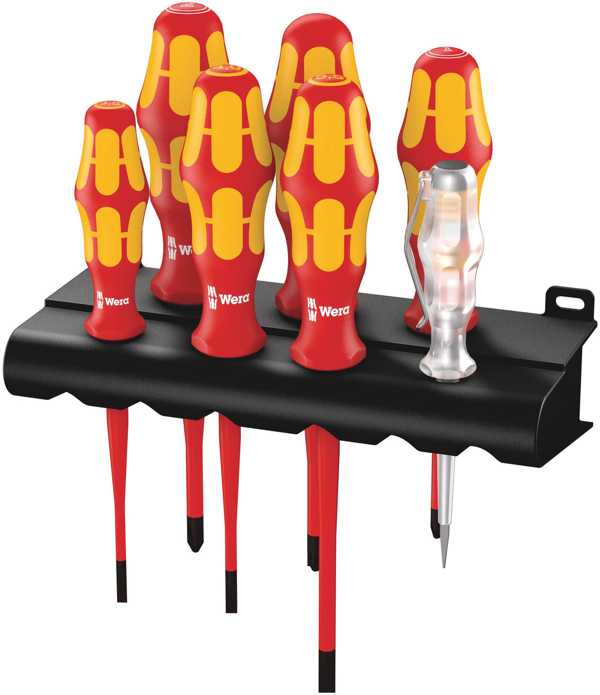 Wera VDE Kraftform Screwdriver Set 6pc + Voltage Tester + Plastic Rack (Various Styles)
