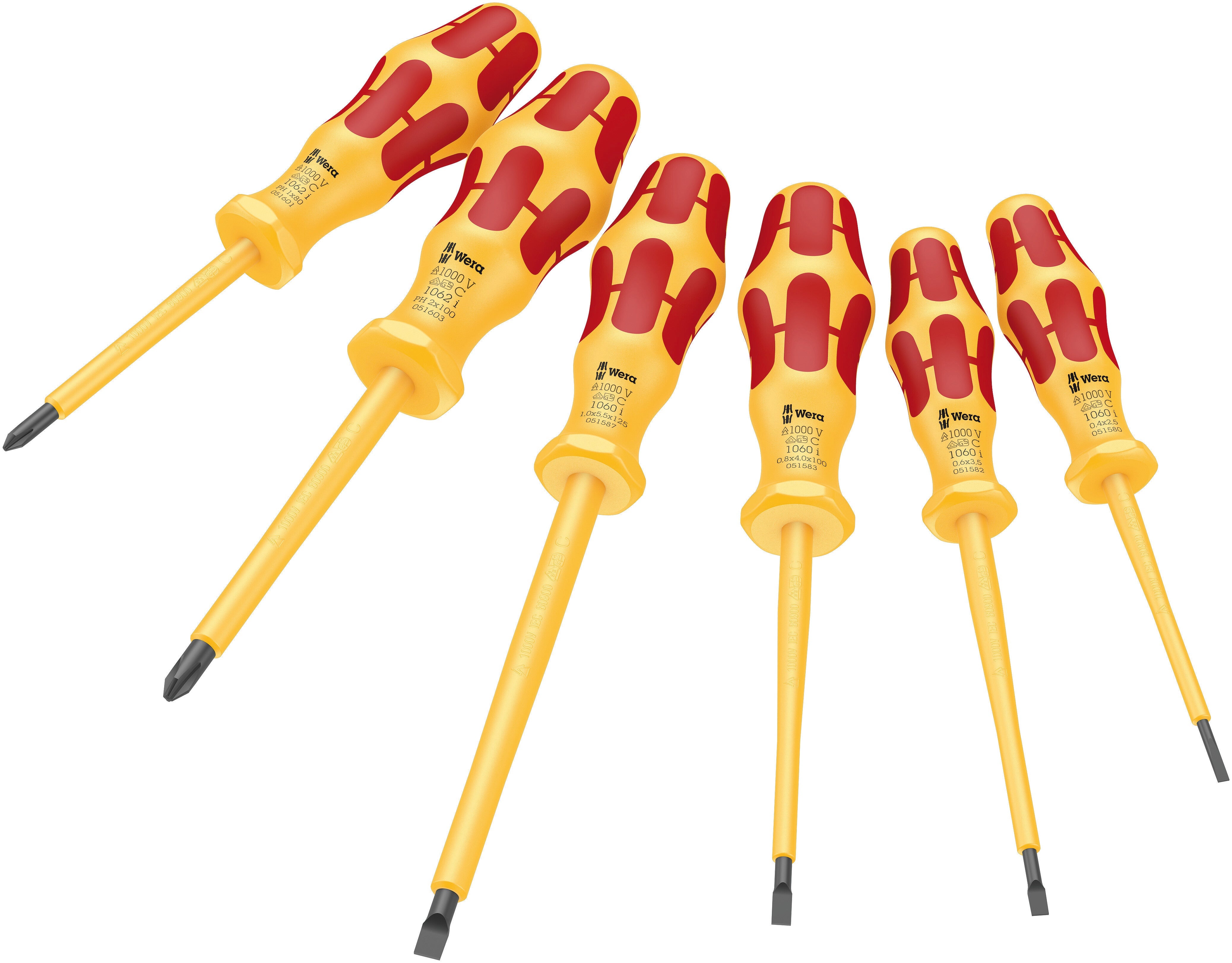 Wera | 05051575001 | VDE Kraftform Screwdriver (SL/PH) Set 6pc