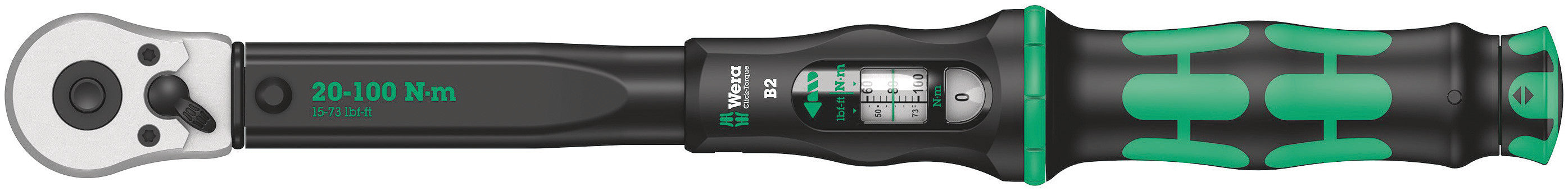 Wera | 05075611001 | Click-Torque B2 | 3/8in Reversible Ratchet Torque Wrench | 20-100Nm