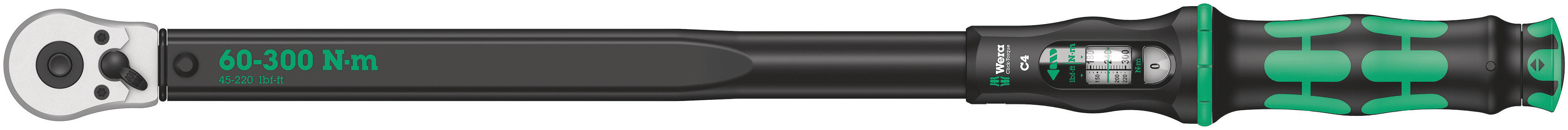 Wera | 05075623001 | Click-Torque C4 | 1/2in Reversible Ratchet Torque Wrench | 60-300Nm