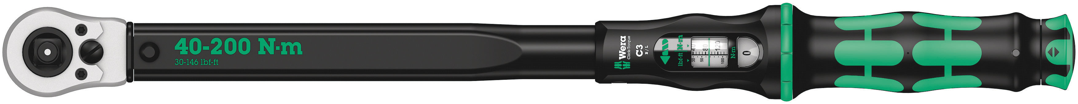 Wera | 05075626001 | Click-Torque C3 |  Push R/L 1/2in  Clockwise and Anticlockwise Control Torque Wrench | 40-200Nm