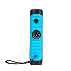 NBS Solar Power Bank with Wireless Charger, Built-in Cable, Hand Crank, Compass, Blue