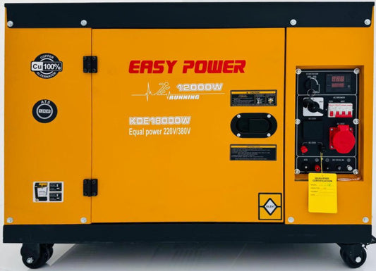 Easy Power 12 kW/15 kVA Electric & Remote Start Single/3 Phase Silent Diesel Generator KDE18000W for Power Backup, Outdoor and Residencial Use