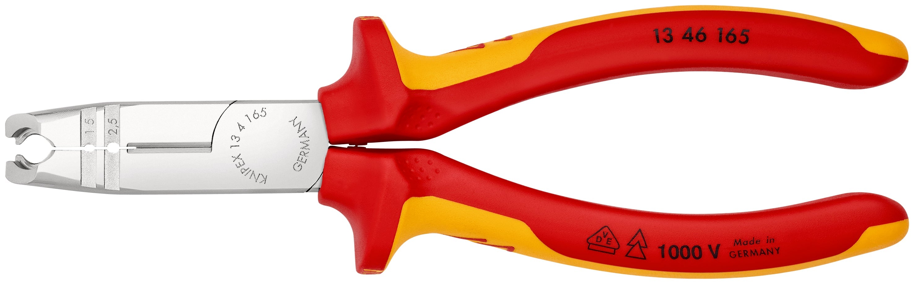 13 46 165 | VDE Cutting & Stripping Pliers | Multi-Component Handle | Chrome Plated - 165mm
