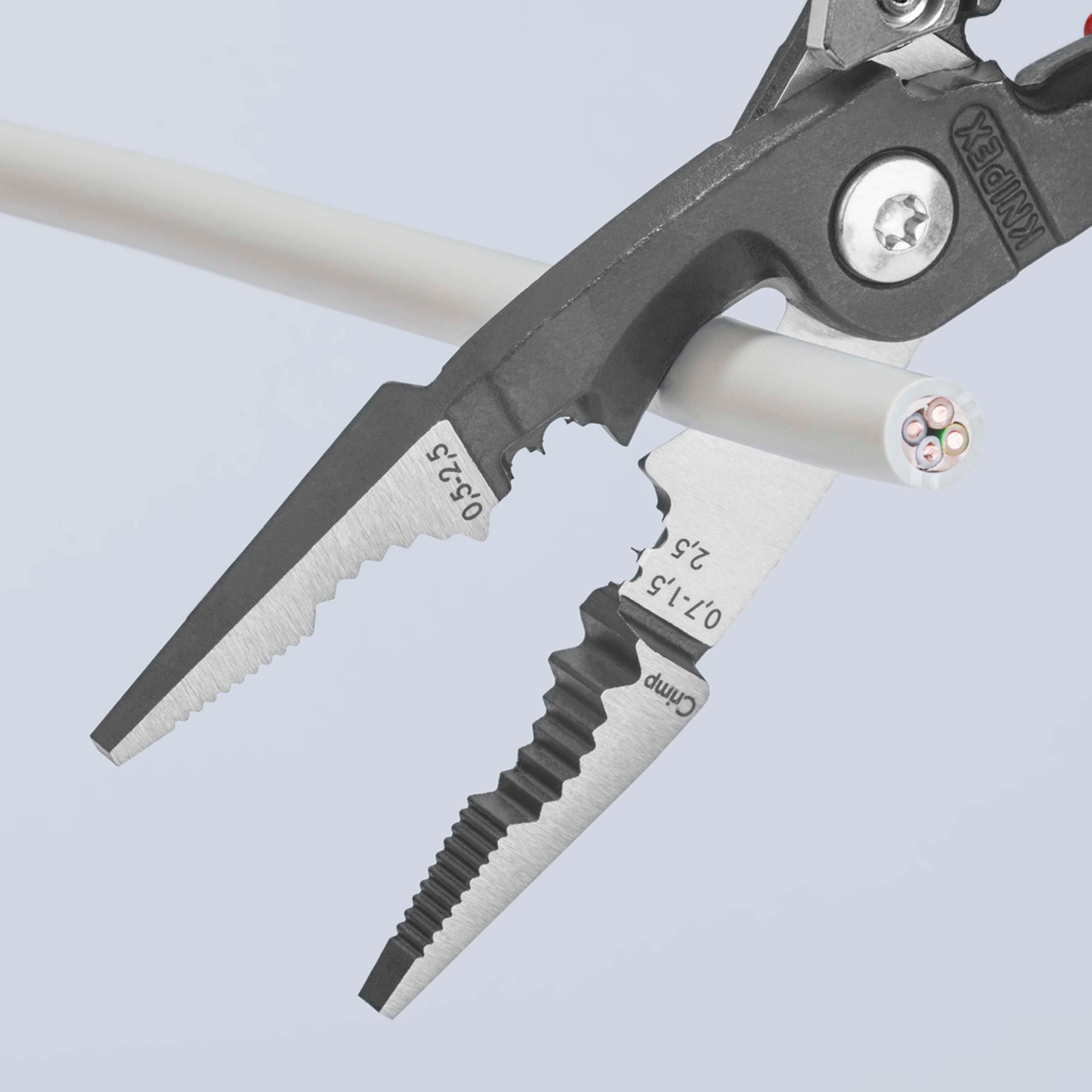 13 92 200 | Electrical Installation Pliers w/ Locking Lever | Multi-Component Handle | Black Atramentized - 200mm