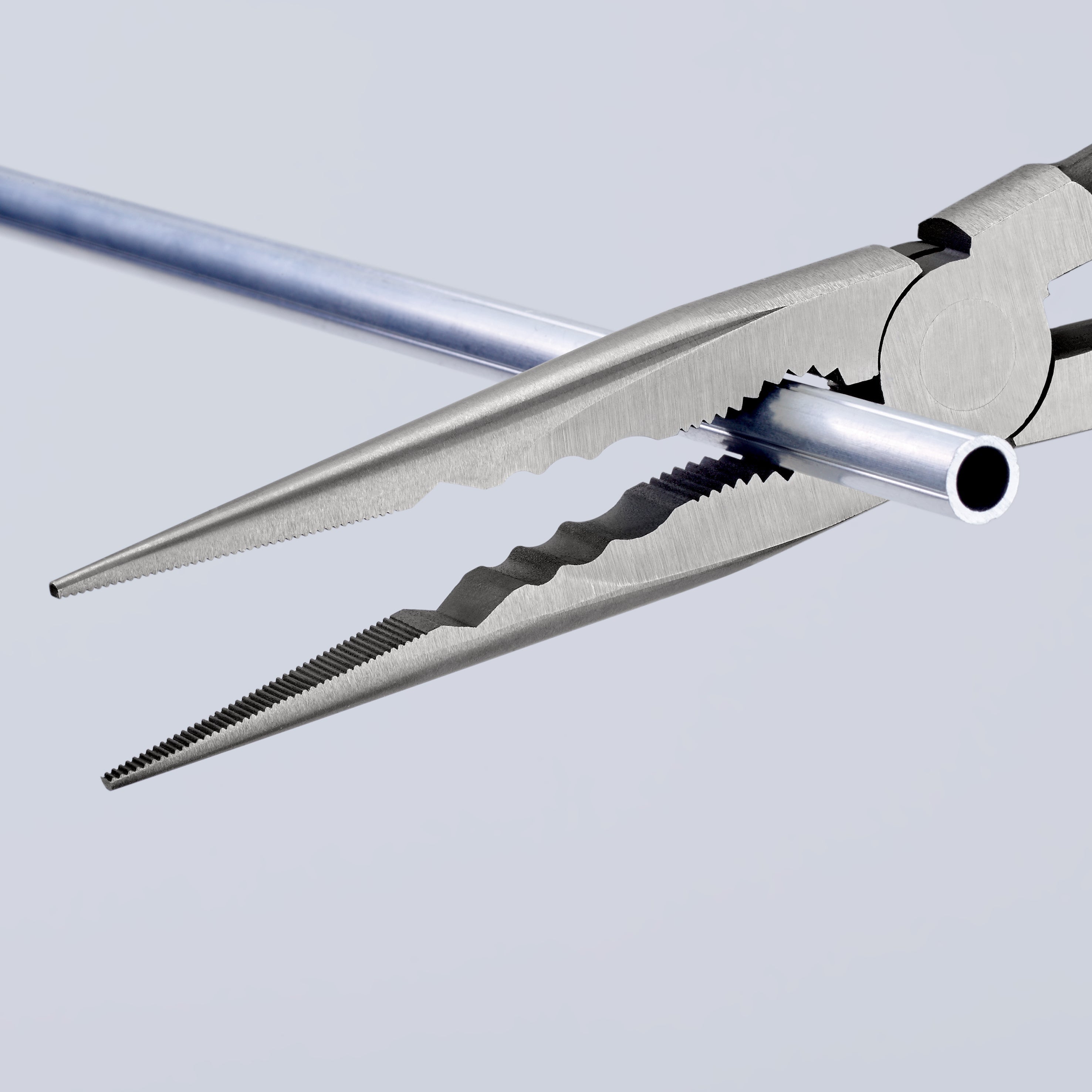 28 71 280 | Long Reach Straight Needle-Nose Pliers | Coated Handle | Black Atramentized - 280mm