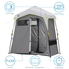 Core Equipment 7 x 3.5 Feet Two Room Instant Shower Tent