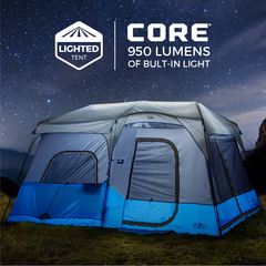 Core Equipment 9 Persons 14 x 9 Feet Lighted Instant Cabin Camping Tent