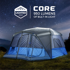 Core Equipment 10 Persons 14 x 10 Feet Lighted Instant Tent with Screen Room