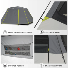 Core Equipment 6 Persons 11 x 9 Feet Instant Cabin Camping Tent with Full Rainfly