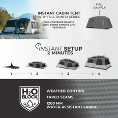 Core Equipment 9 Persons 14 x 9 Feet Instant Cabin Camping Tent with Full Rainfly