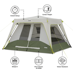 Core Equipment 6 Persons 10 x 9 Feet Instant Cabin Camping Performance Tent