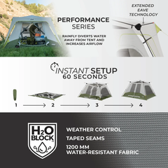 Core Equipment 6 Persons 10 x 9 Feet Instant Cabin Camping Performance Tent