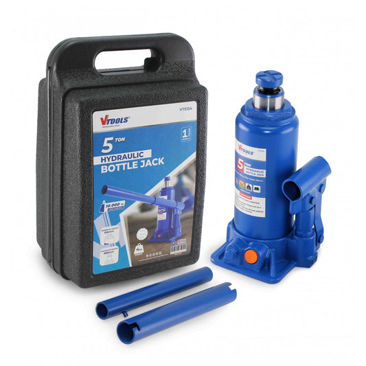 VTools 5-Ton Hydraulic Bottle Jack with Carrying Case