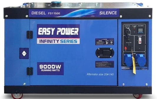 Easy Power 9 kW/11 kVA Electric & Remote Start Single Phase Silent Diesel Generator FS11500 for Power Backup, Outdoor and Residencial Use