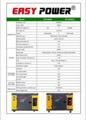 Easy Power 10 kW/12.5 kVA Electric & Remote Start 3 Phase Silent Diesel Generator EP13800D for Power Backup, Outdoor and Residencial Use