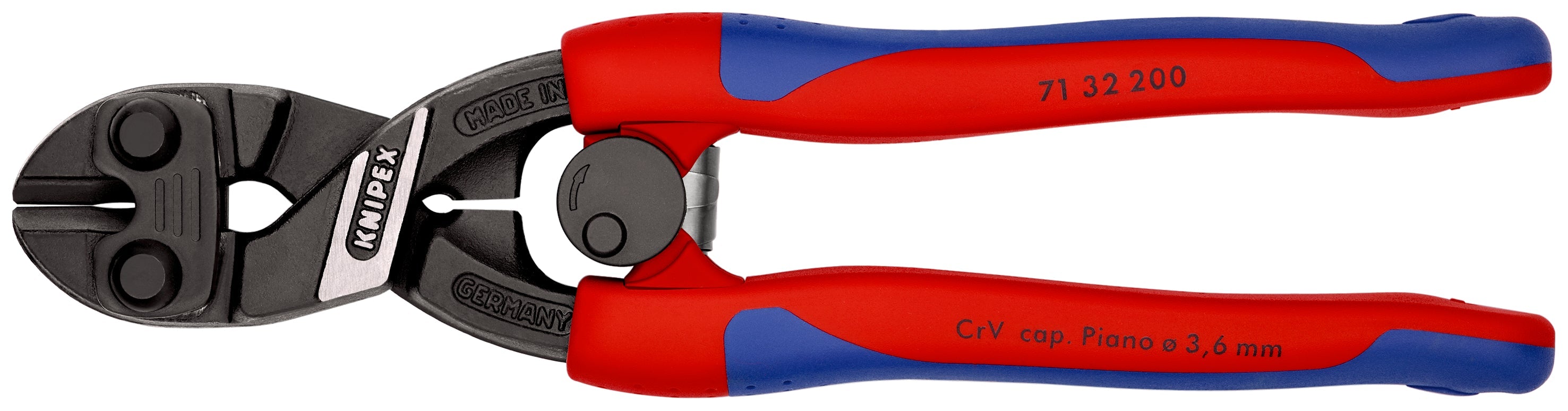 71 32 200 | CoBolt® Compact Bolt Cutters (with Locking Mechanism + Nail Recess) | Multi-Component Handle | Black Atramentized - 200mm