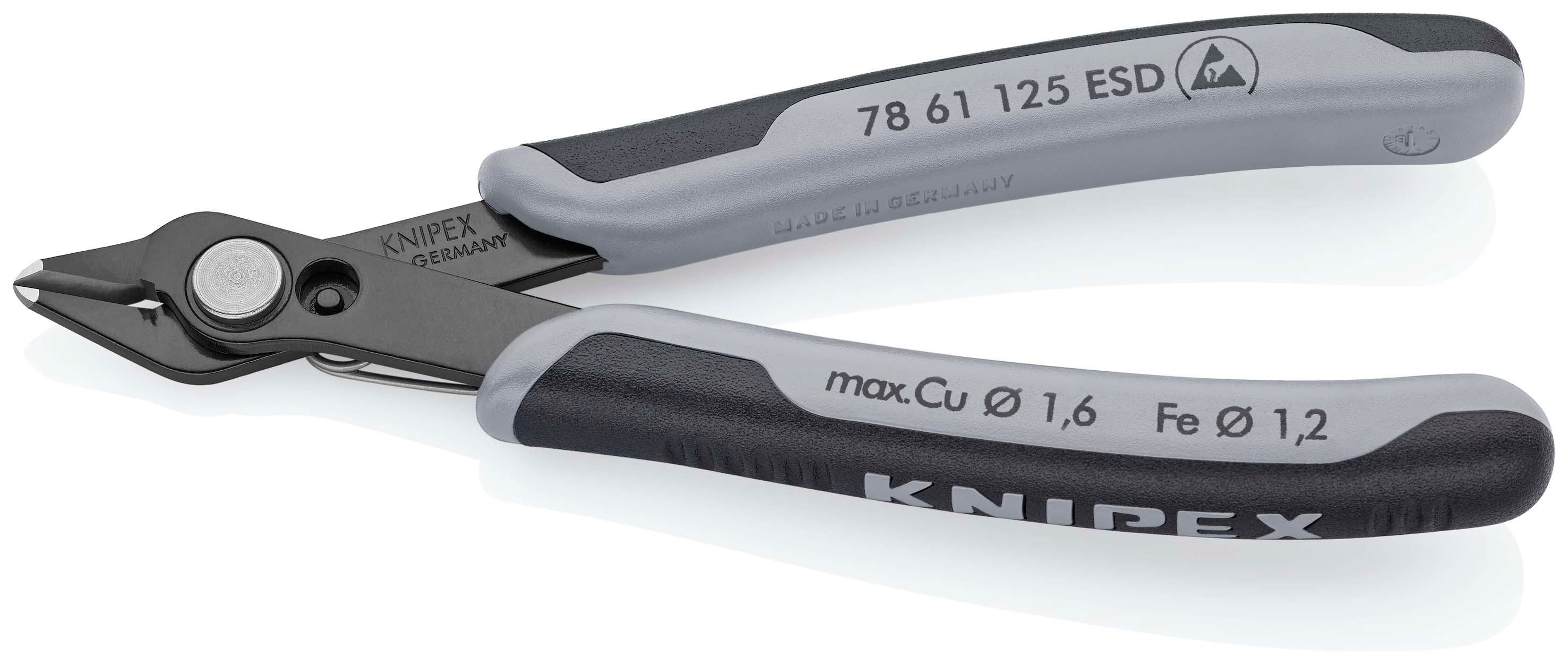 78 61 125 ESD | Electronics Super Knips® | Multi-Component Handle | Burnished Head / Tool Steel - 125mm
