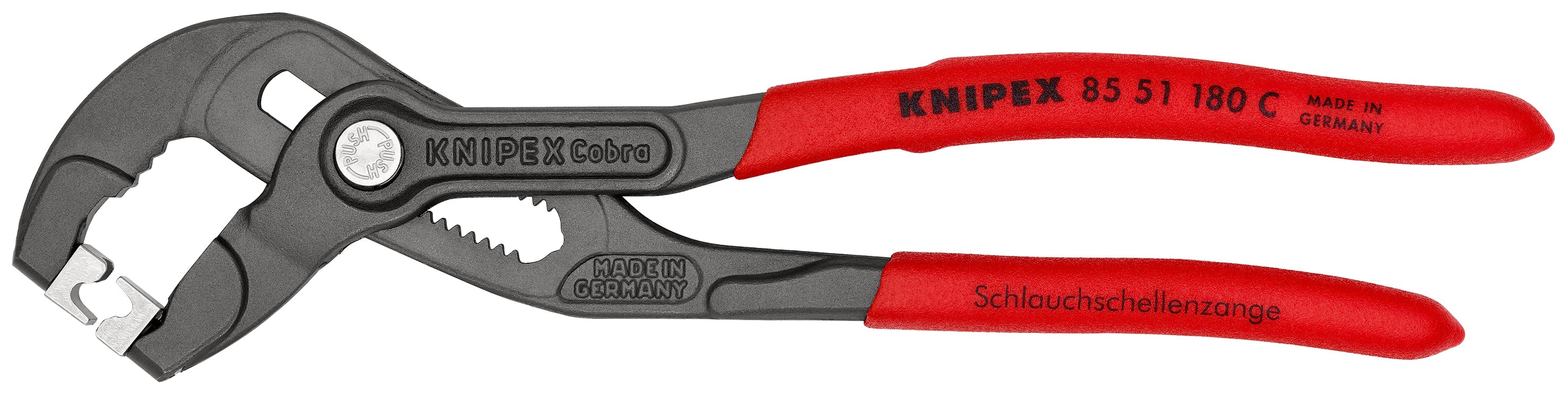 85 51 180 C | Hose "Click" Clamp Pliers | Non-Slip Handle | Grey Atramentized - 180mm