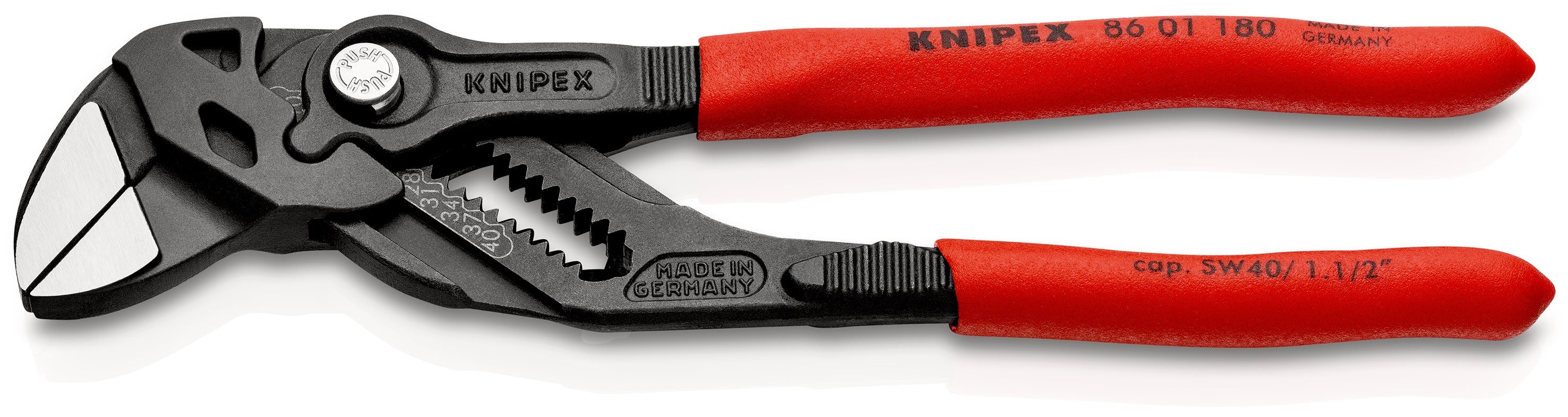 86 01 180 | Pliers Wrench - Dual Use Tool | Coated Handle | Black Atramentized - 180mm