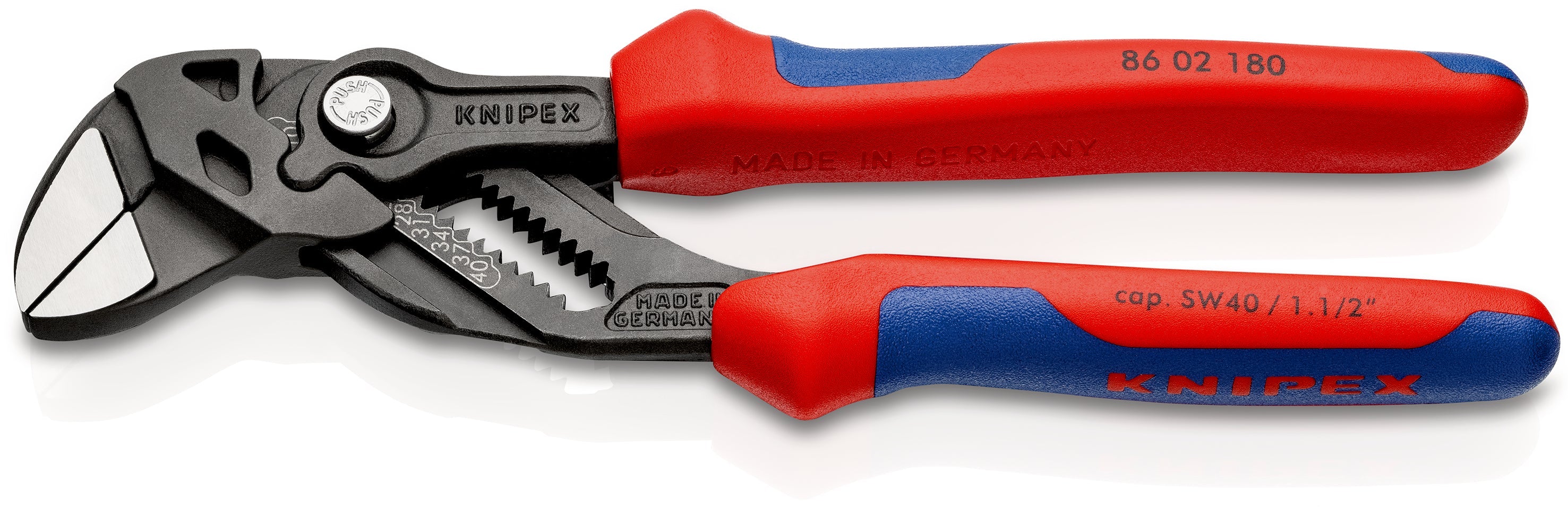 86 02 180 | Pliers Wrench - Dual Use Tool | Multi-Component Handle | Black Atramentized - 180mm