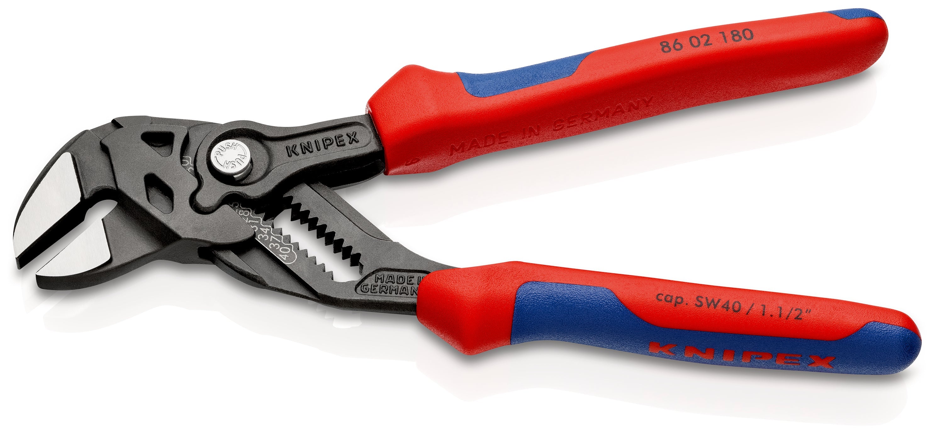 86 02 180 | Pliers Wrench - Dual Use Tool | Multi-Component Handle | Black Atramentized - 180mm