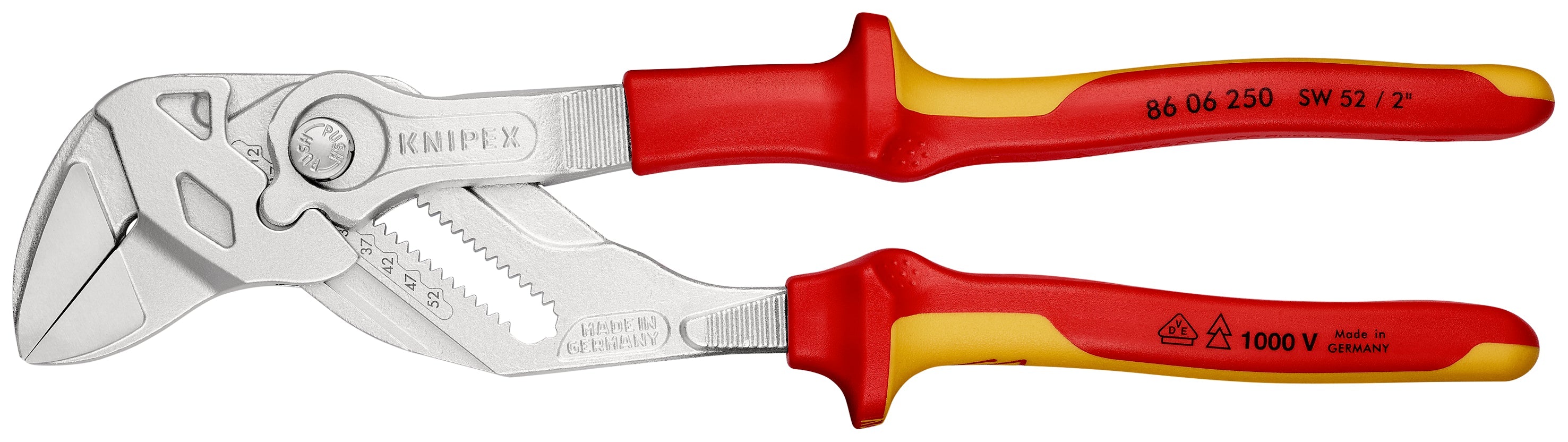 86 06 250 | VDE Pliers Wrench - Dual Use Tool | Multi-Component Handle | Chrome Plated - 250mm
