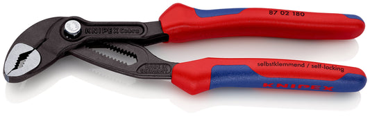 87 02 180 | Cobra® Water Pump Pliers | Multi-Component Handle | Grey Atramentized - 180mm