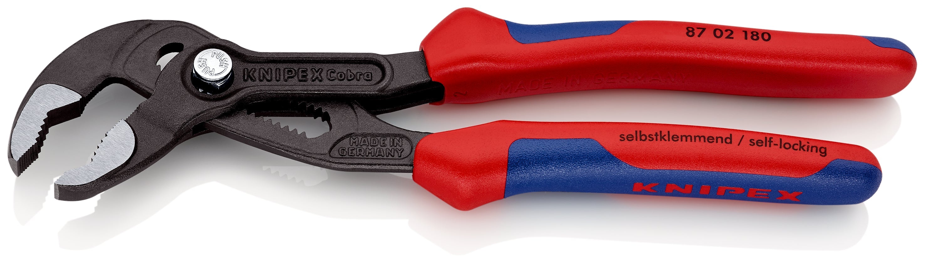 87 02 180 | Cobra® Water Pump Pliers | Multi-Component Handle | Grey Atramentized - 180mm