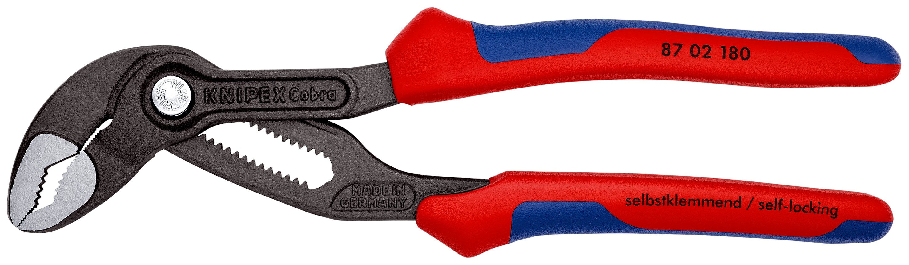 87 02 180 | Cobra® Water Pump Pliers | Multi-Component Handle | Grey Atramentized - 180mm