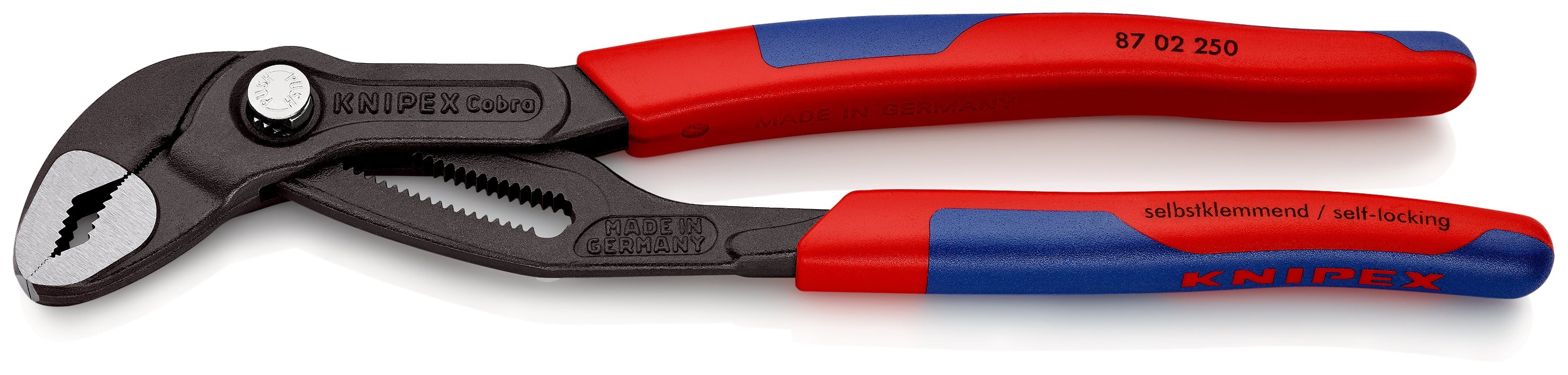 87 02 250 | Cobra® Water Pump Pliers | Multi-Component Handle | Grey Atramentized - 250mm