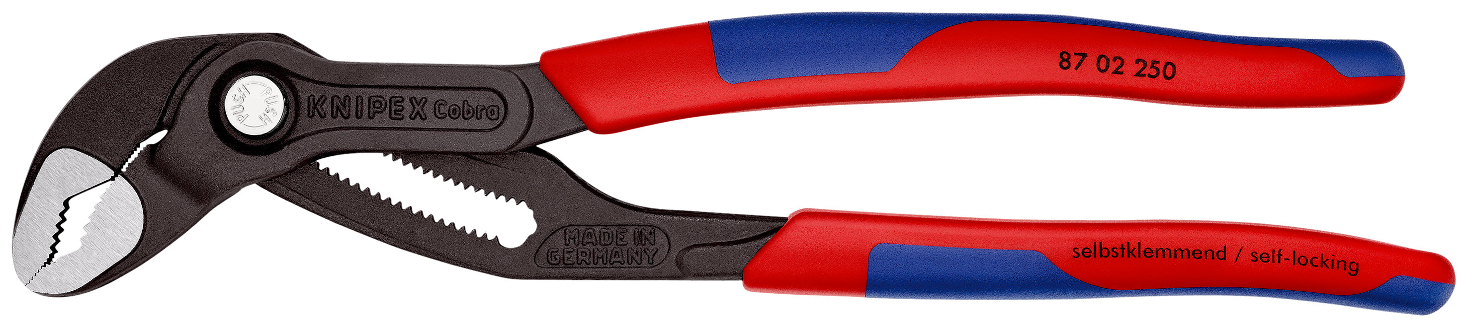 87 02 250 | Cobra® Water Pump Pliers | Multi-Component Handle | Grey Atramentized - 250mm