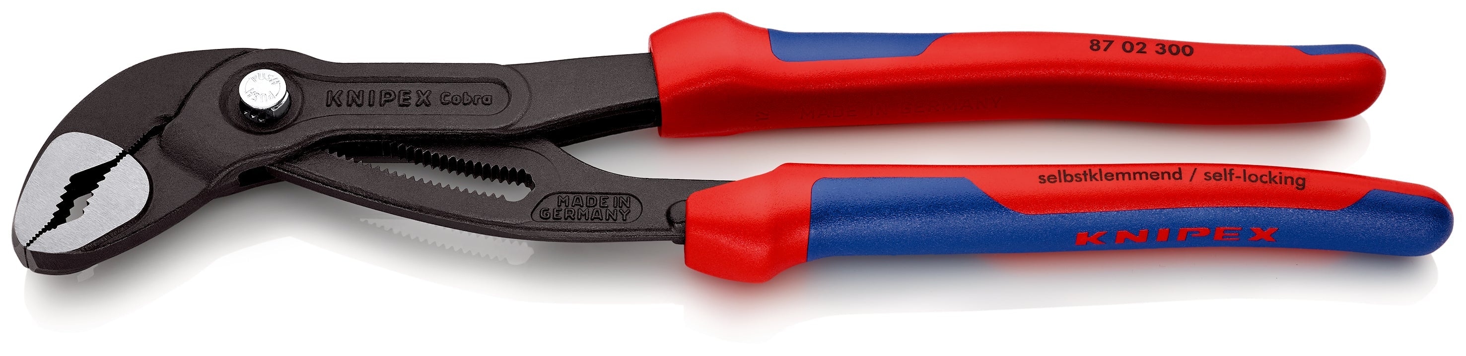 87 02 300 | Cobra® Water Pump Pliers | Multi-Component Handle | Grey Atramentized - 300mm