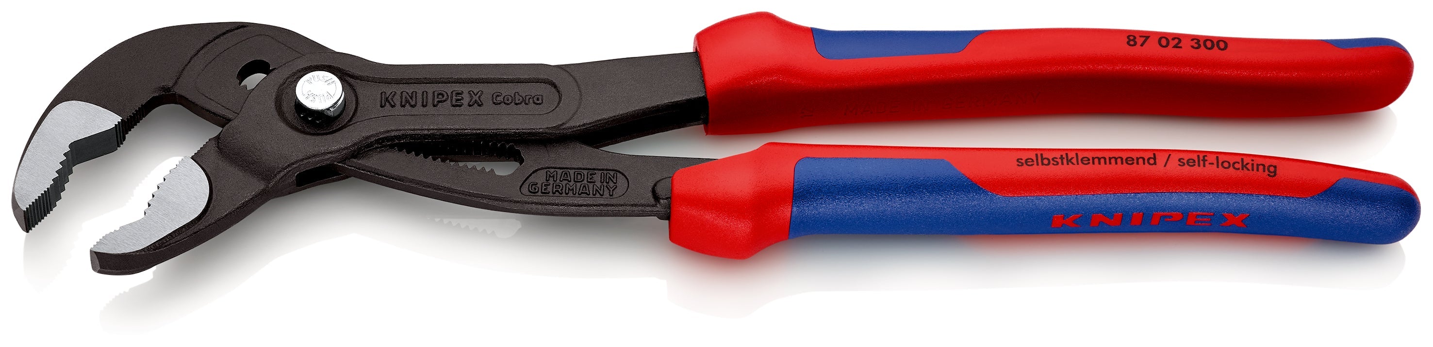 87 02 300 | Cobra® Water Pump Pliers | Multi-Component Handle | Grey Atramentized - 300mm