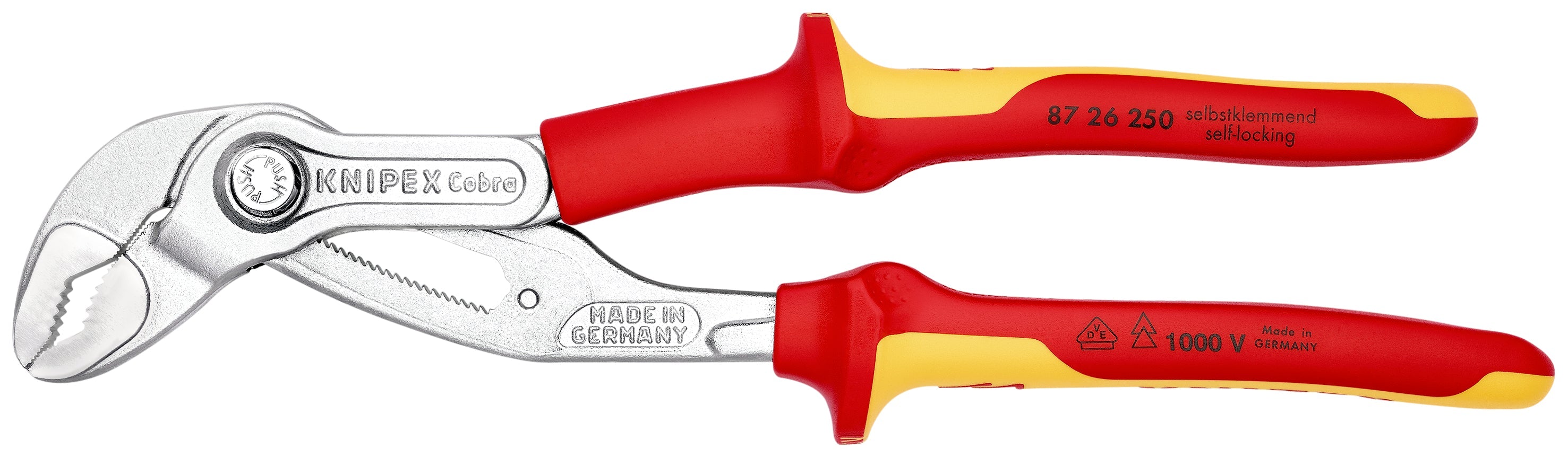 Knipex | VDE Cobra® Water Pump Pliers | Multi-Component Handle | Chrome Plated - 250mm