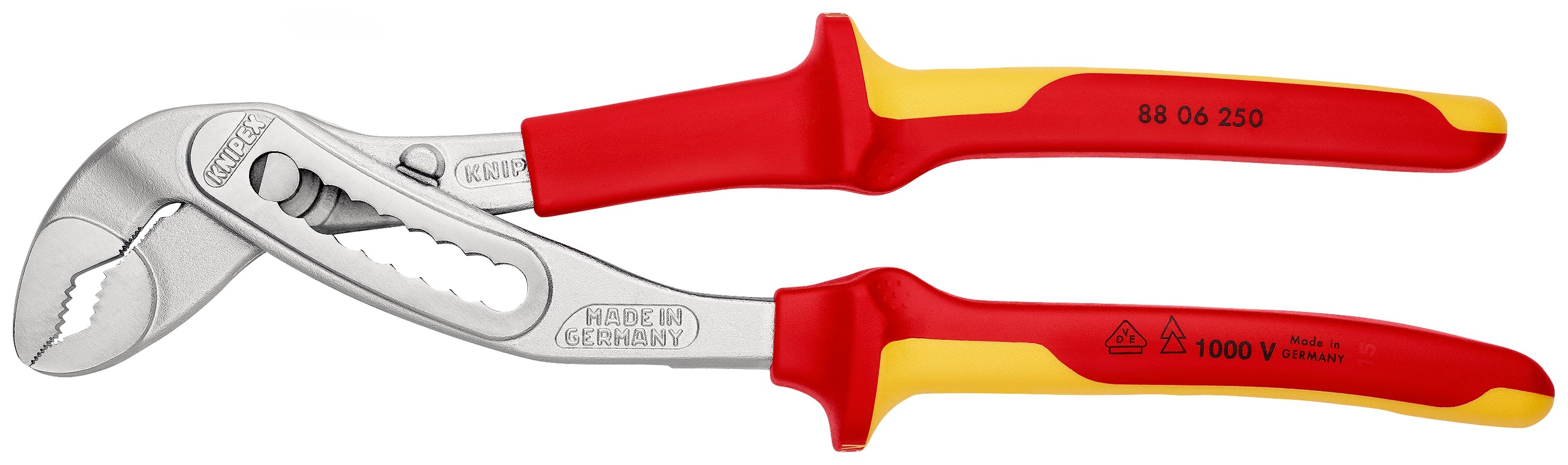 88 06 250 | VDE Alligator® Water Pump Pliers | Multi-Component Handle | Chrome Plated - 250mm