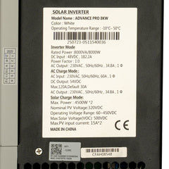 NBS SOLAR WALL MOUNTED HYBRID SOLAR INVERTER ADVANCE PRO 8KW/48V
