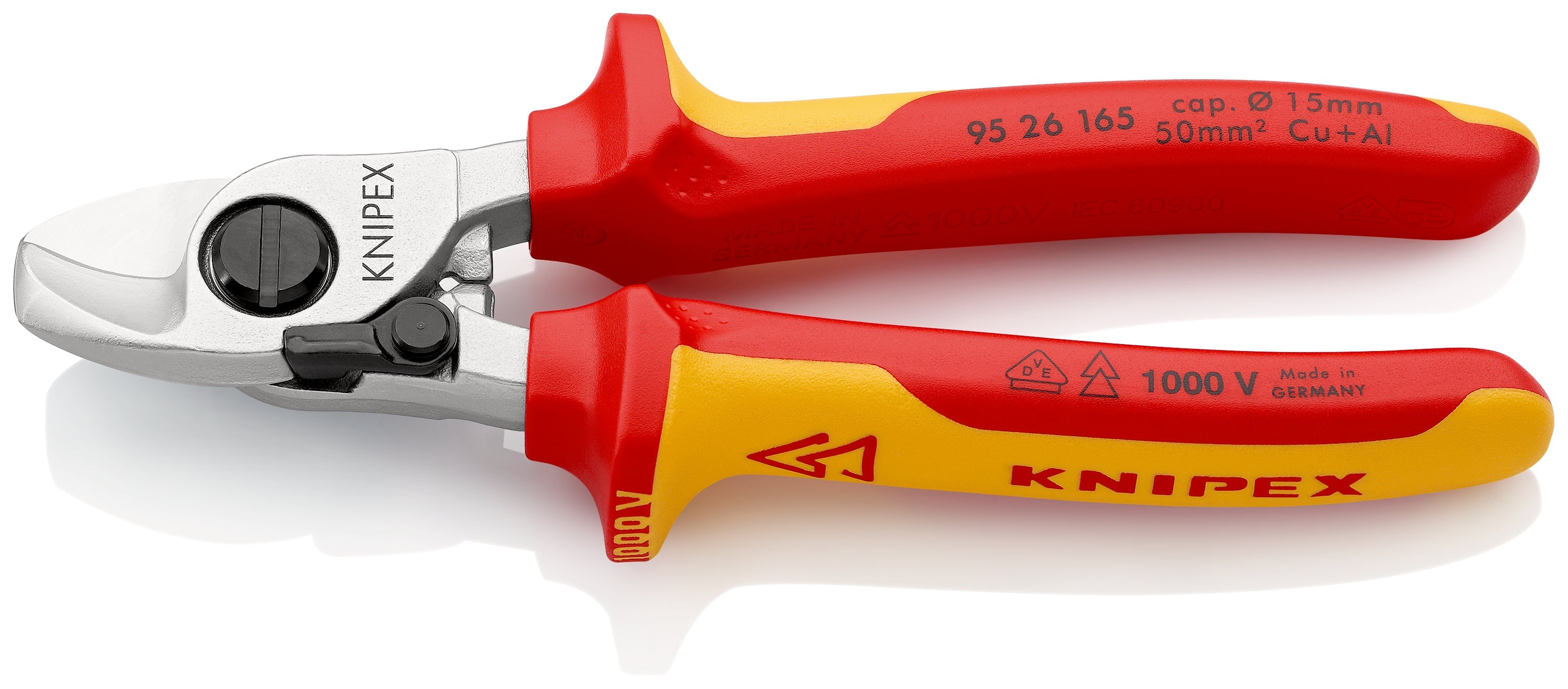 95 26 165 | VDE Cable Shears w/ Locking Mechanism | Multi-Component Handle - 165mm