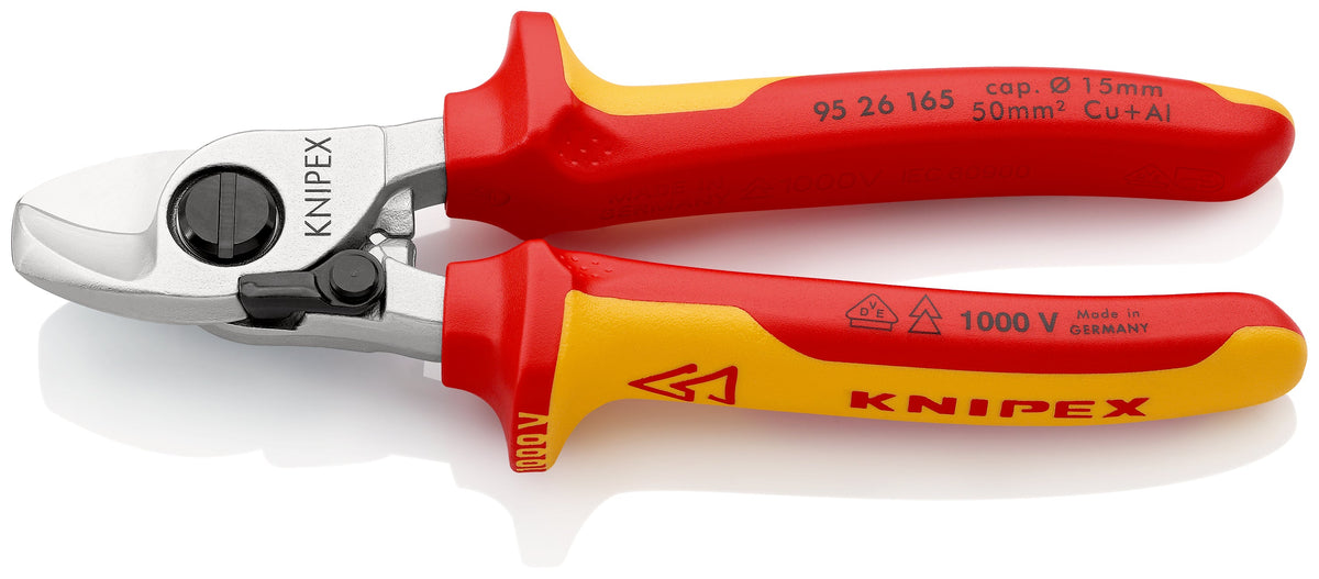 95 26 165 | VDE Cable Shears w/ Locking Mechanism | Multi-Component Handle - 165mm