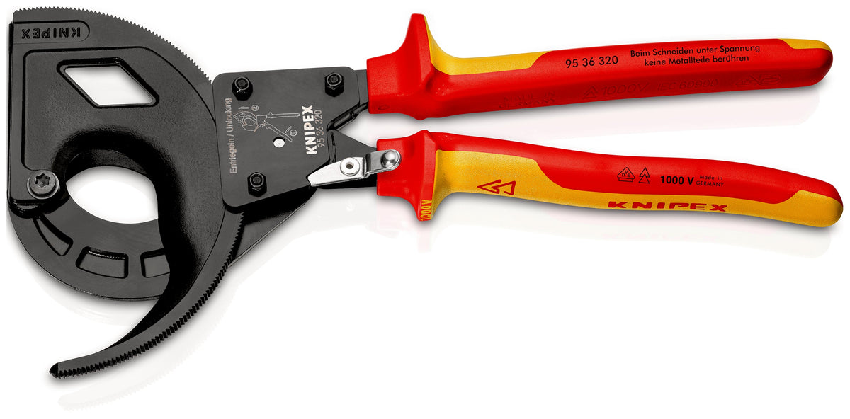 95 36 320 | VDE 3-Stage Ratchet Cable Cutter | Multi-Component Handle - 320mm