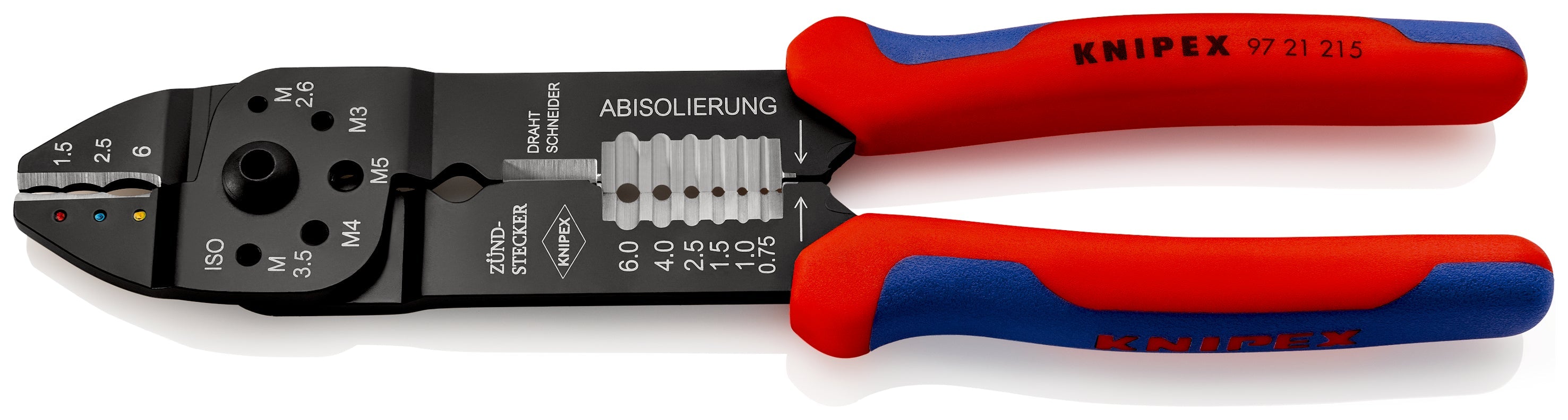 97 21 215 | Crimping Pliers for Insulated Terminals & Cable Connectors | Multi-Component Handle - 230mm