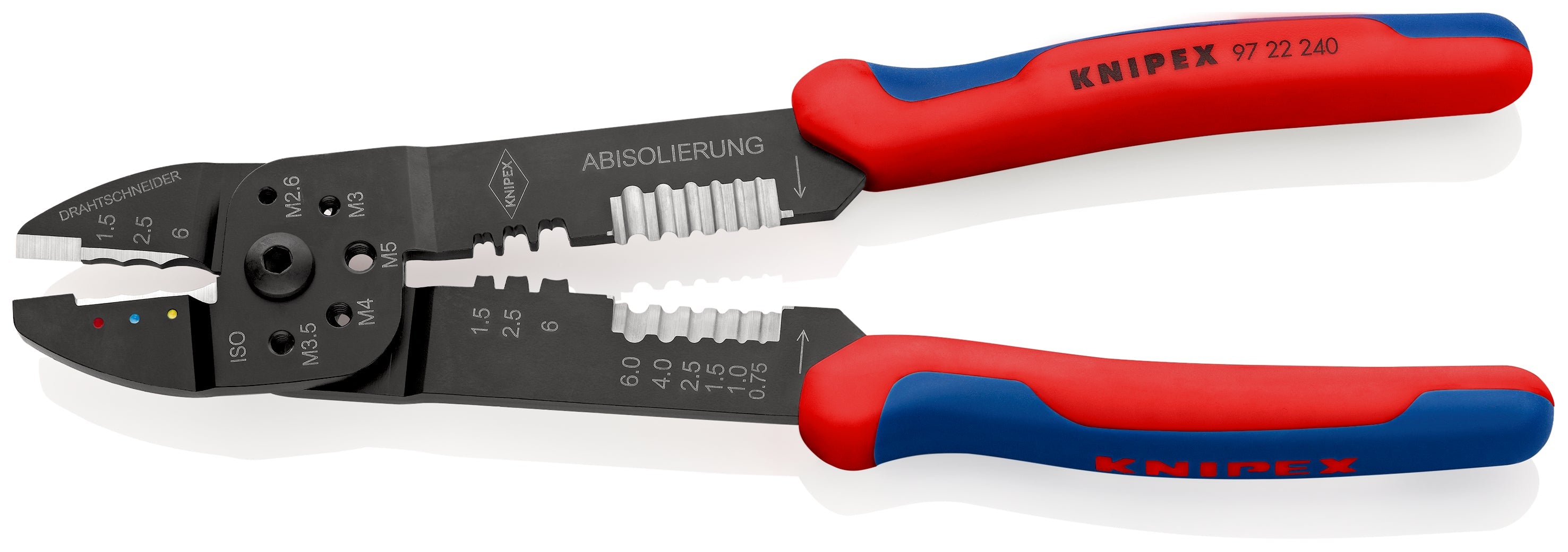 97 22 240 | Crimping Pliers (Technical Details Inside) | Multi-Component Handle - 240mm