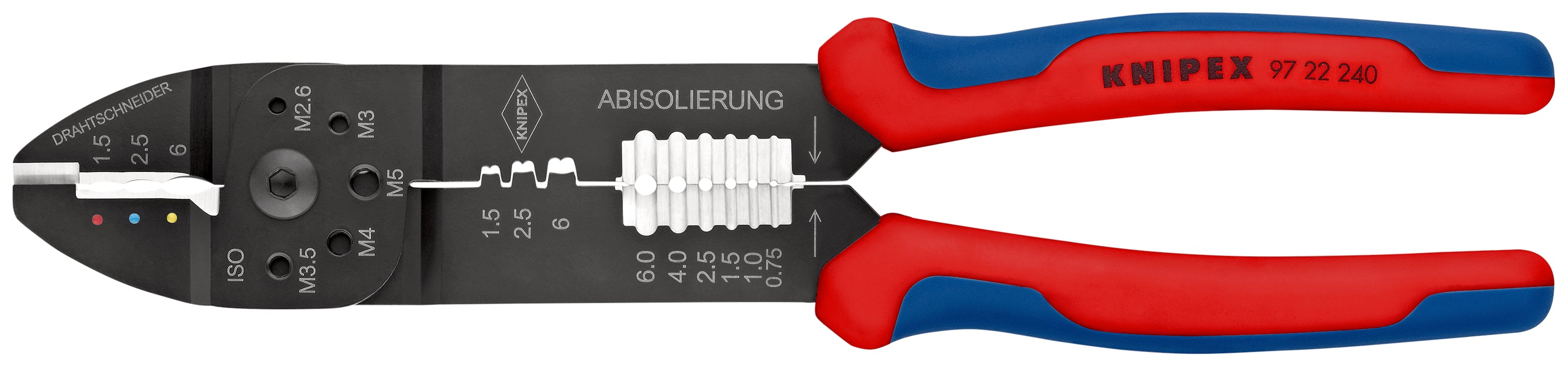 97 22 240 | Crimping Pliers (Technical Details Inside) | Multi-Component Handle - 240mm