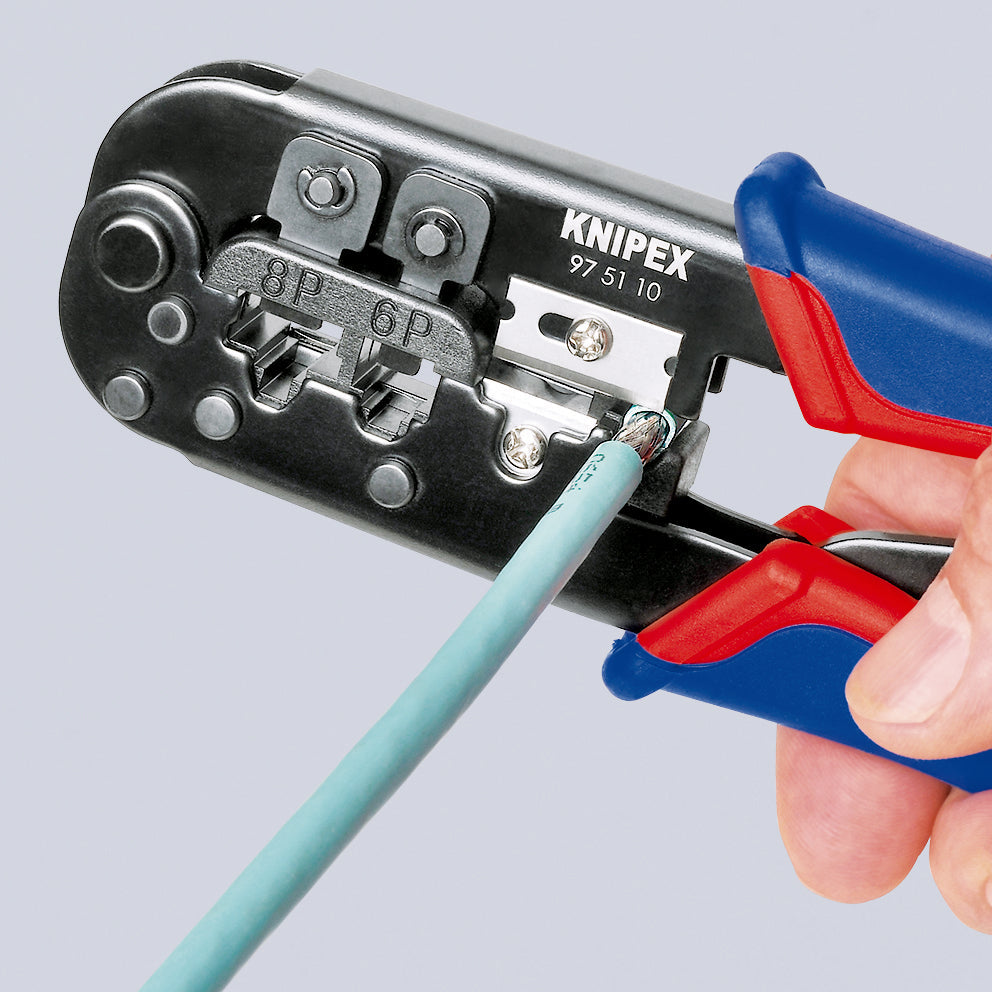 97 51 10 SB | Crimping Pliers for RJ11 / RJ12 Western Plugs | Multi-Component Handle - 190mm