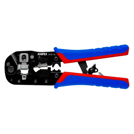 Knipex | 97 51 13 SB | Crimping Pliers for RJ45 Western Plugs | Multi-Component Handle - 190mm